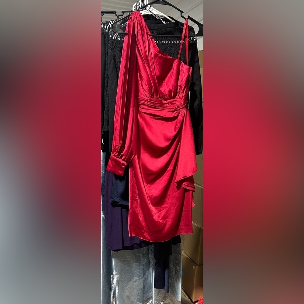 Mac Duggal 56046 NWT Raspberry Red Mini Dress